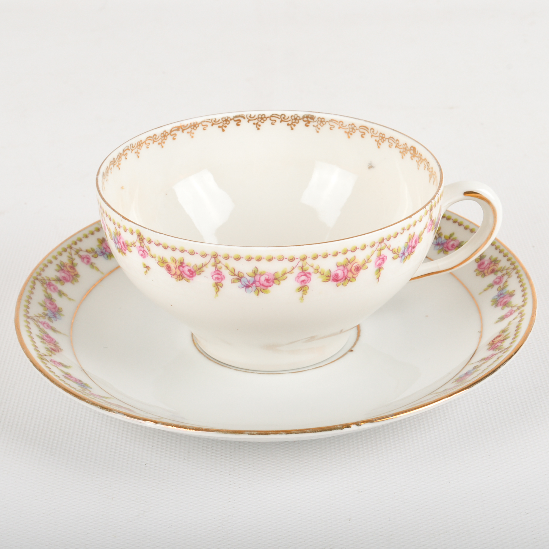 1940s Era Fine Bone China Teacups and Saucers including Aynsley