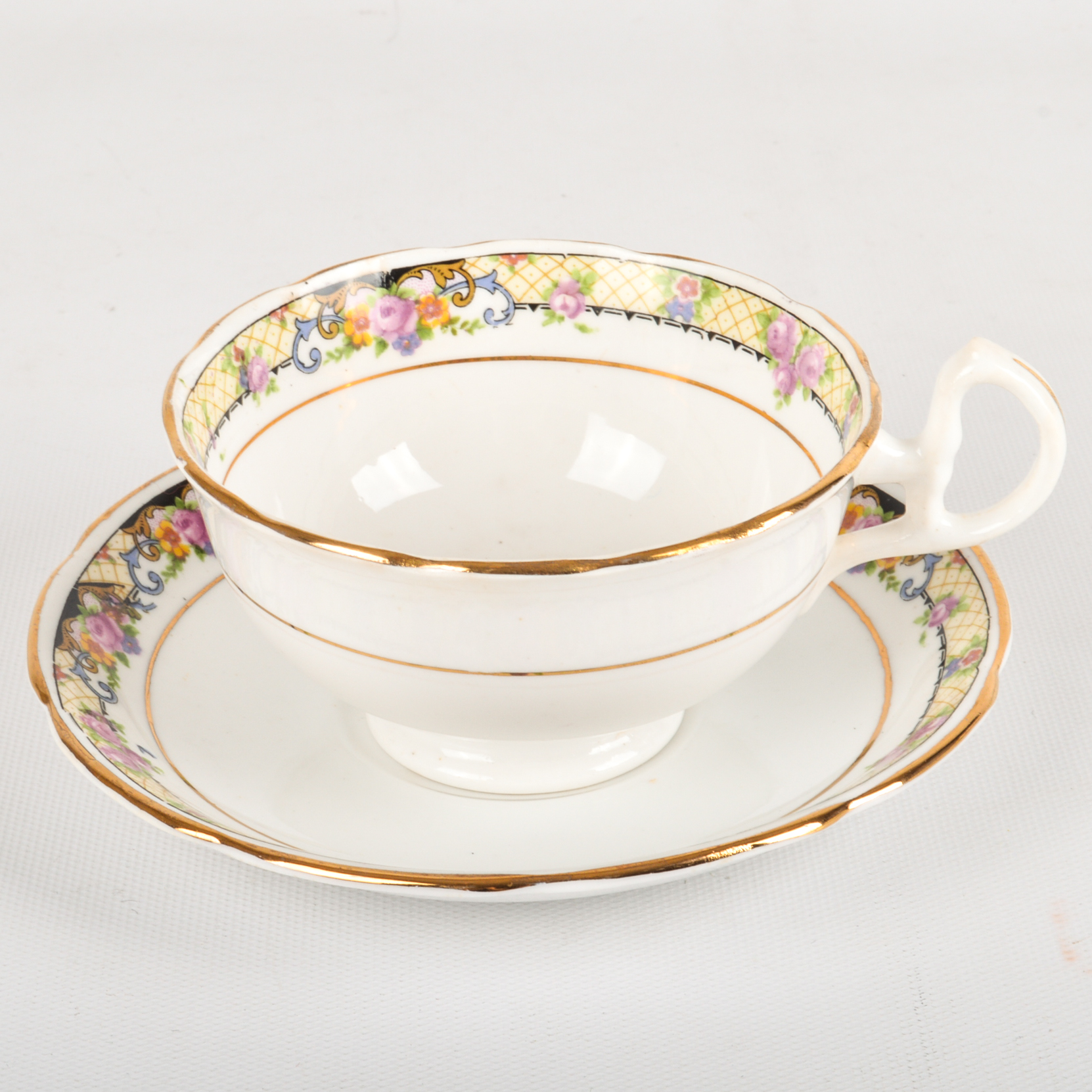 1940s Era Fine Bone China Teacups and Saucers including Aynsley