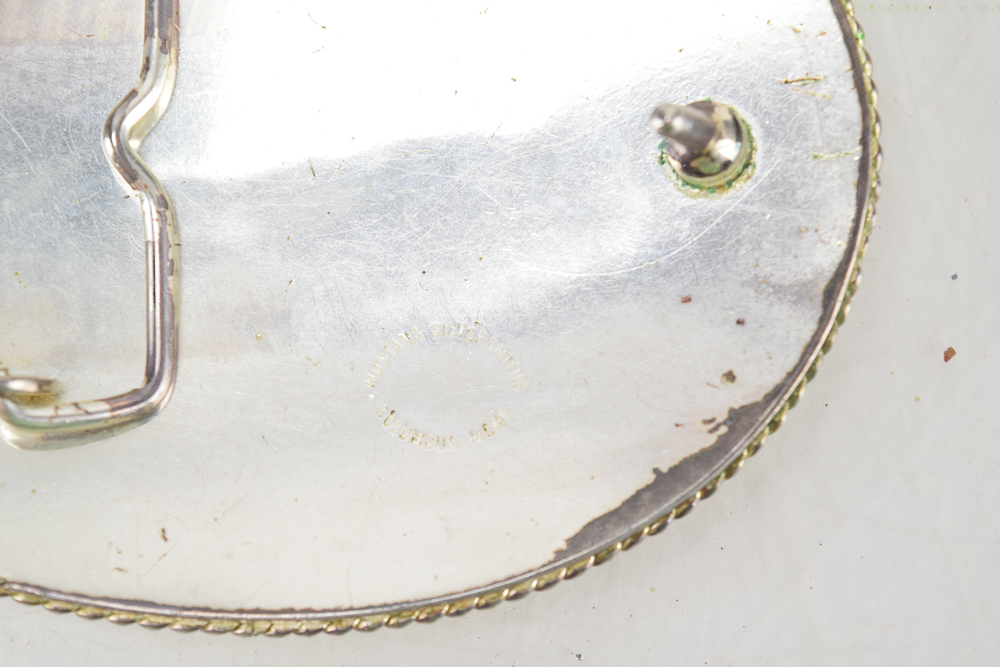 Engraved Silver Plate Belt Buckle with Scorpion and Gemstones