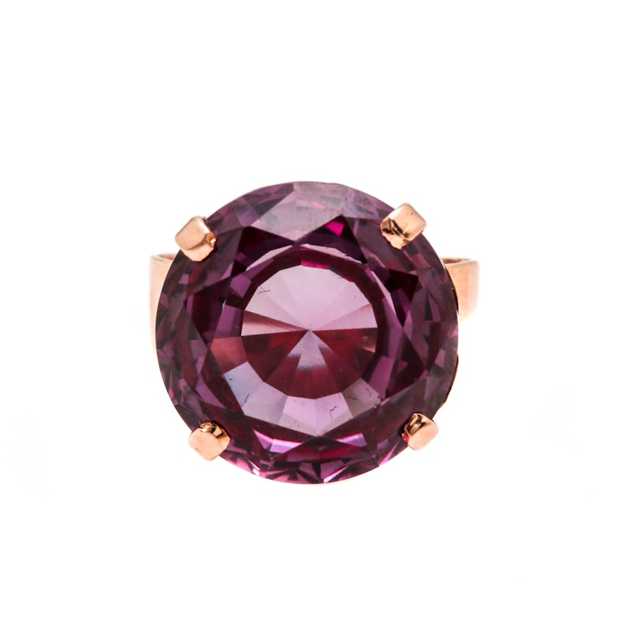 14K Rose Gold Color Changing Sapphire Ring