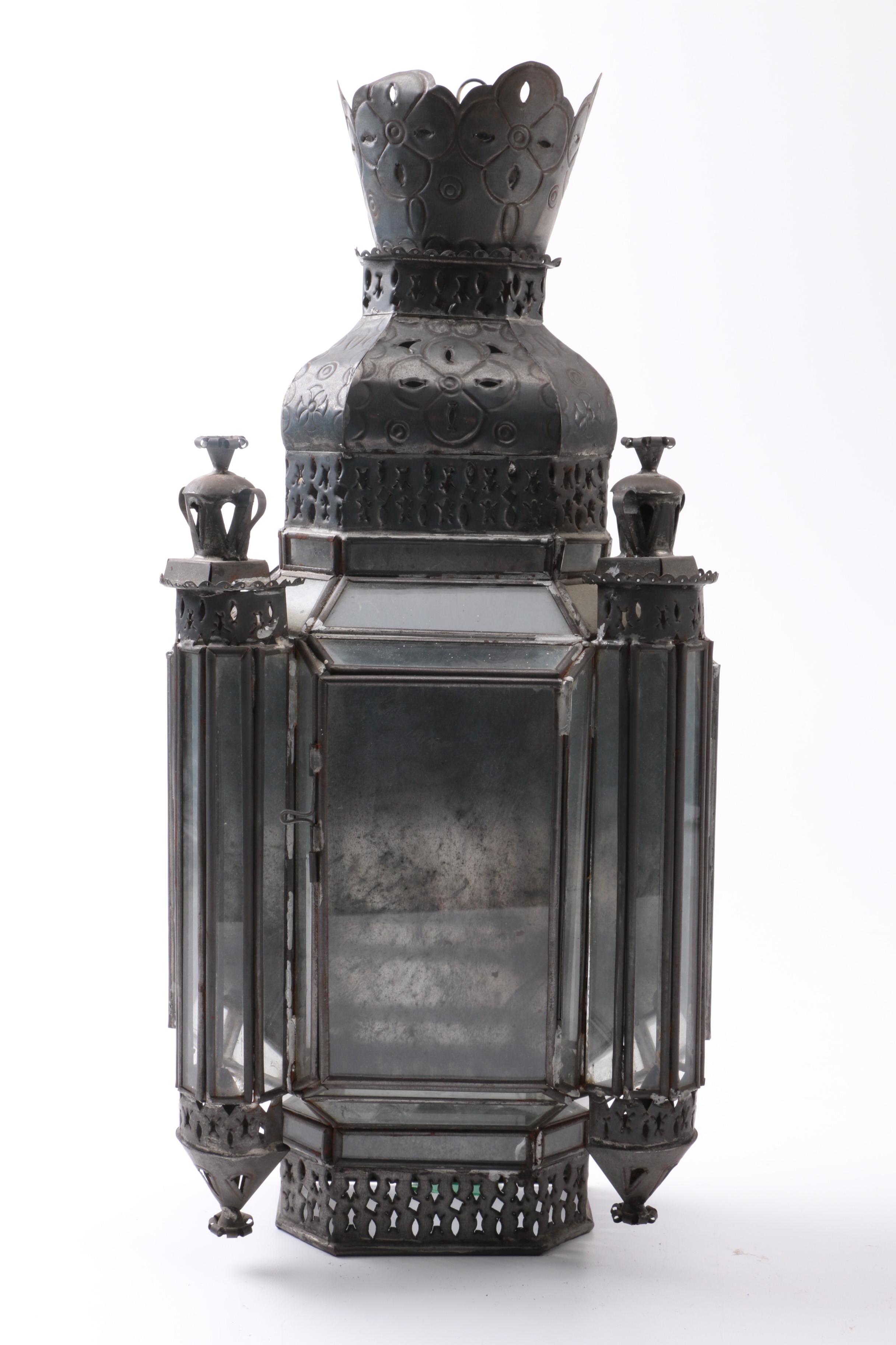 Pair of Tin and Glass Decorative Candle Scones