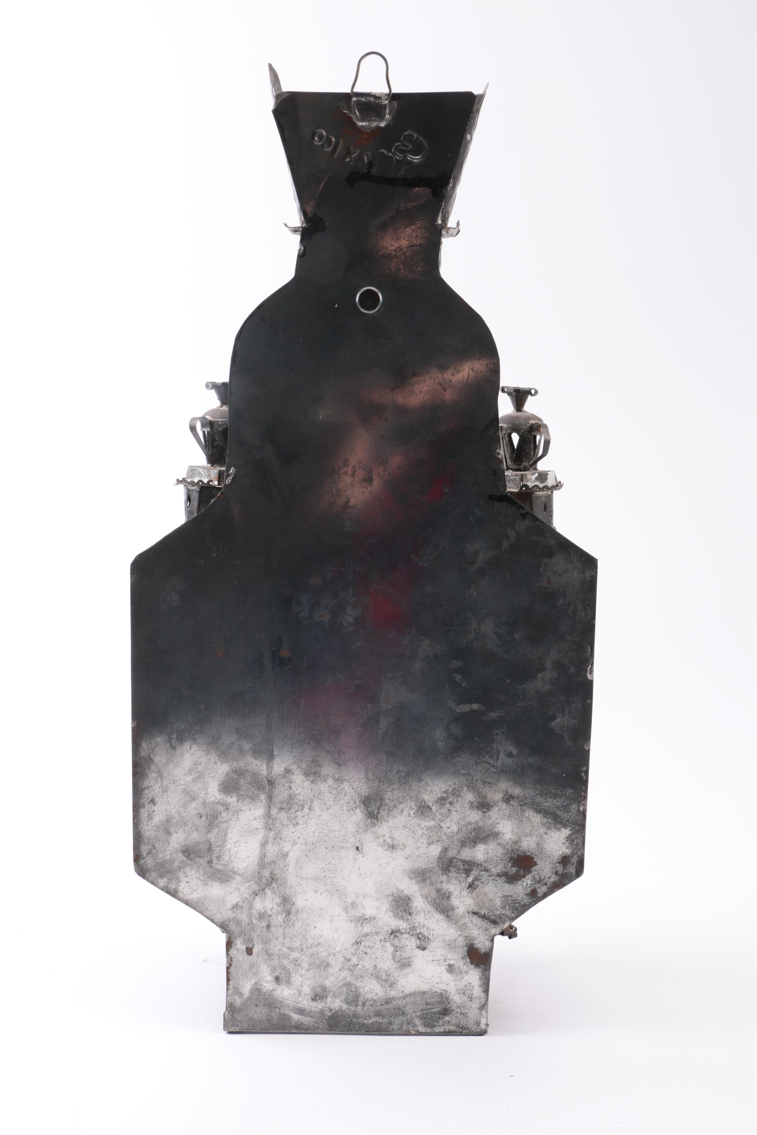 Pair of Tin and Glass Decorative Candle Scones