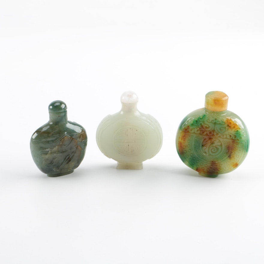 Chinese Carved Stone Snuff Bottles