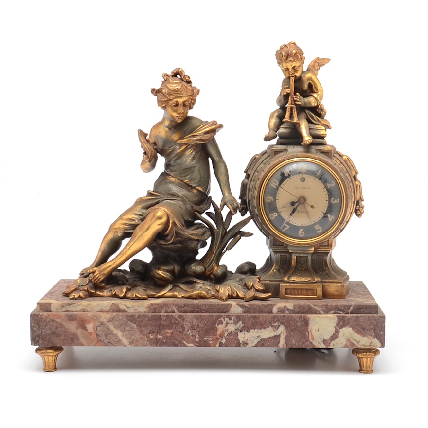 Vintage General Electric Marble Figural Mantel Clock