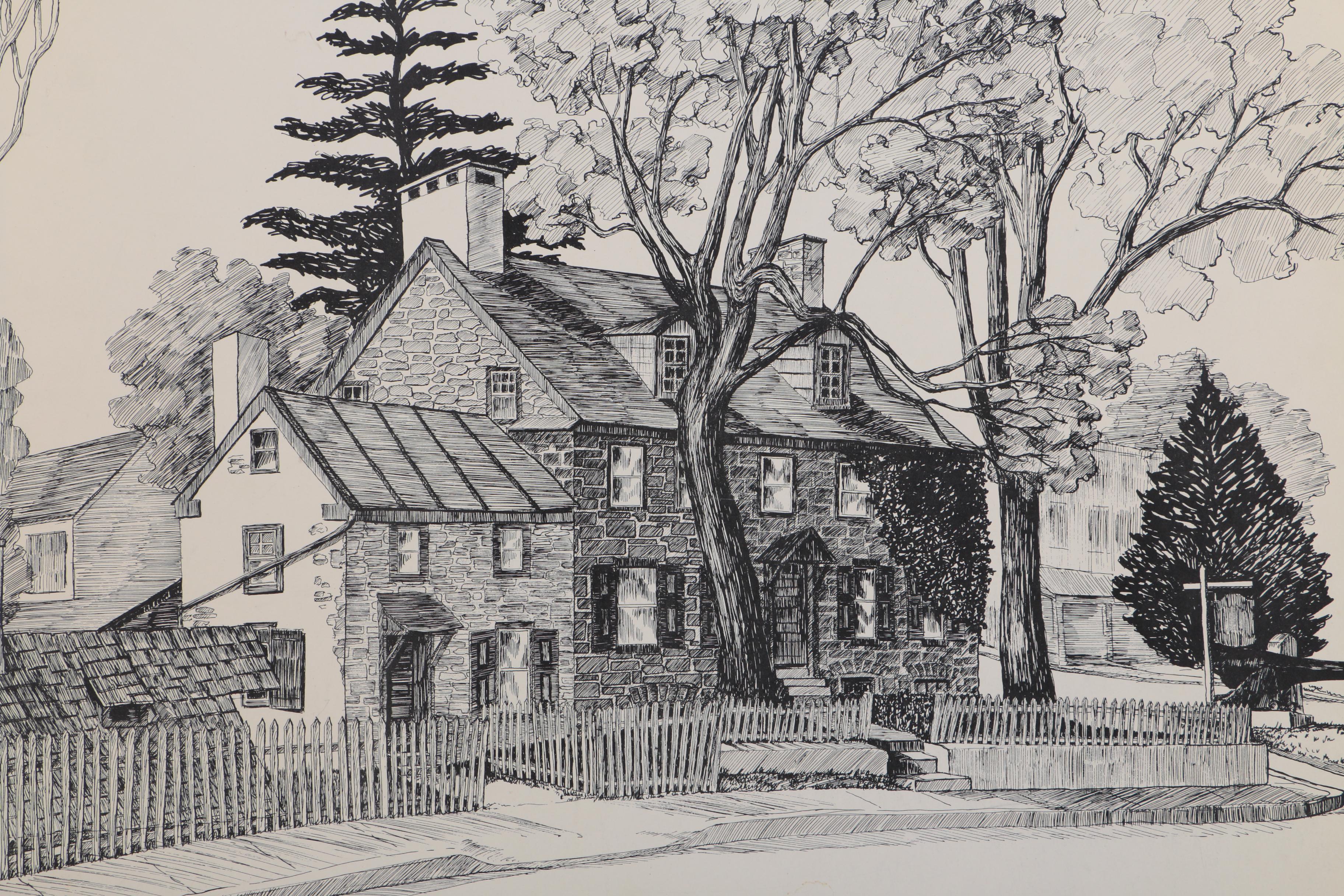 Lithographs on Paper After Raymond E. Halacy of Architecture