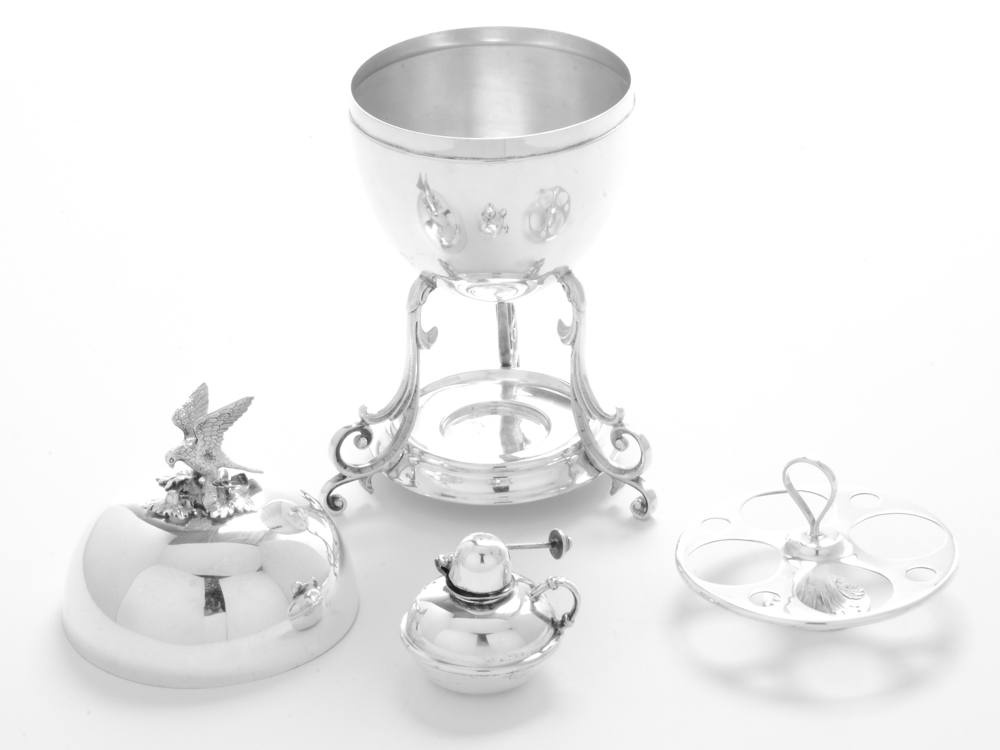 Silver Plate Egg Coddler with Pairpoint Burner Assembly