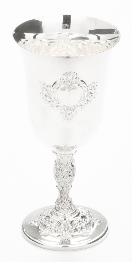 International Silver Co. "Du Barry" Chased Silver Plate Water Goblets