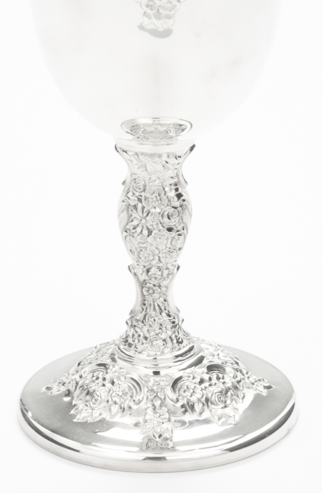 International Silver Co. "Du Barry" Chased Silver Plate Water Goblets