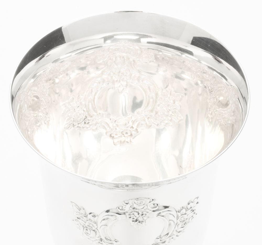 International Silver Co. "Du Barry" Chased Silver Plate Water Goblets