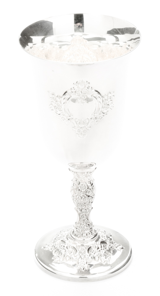 International Silver Co. "Du Barry" Chased Silver Plate Water Goblets