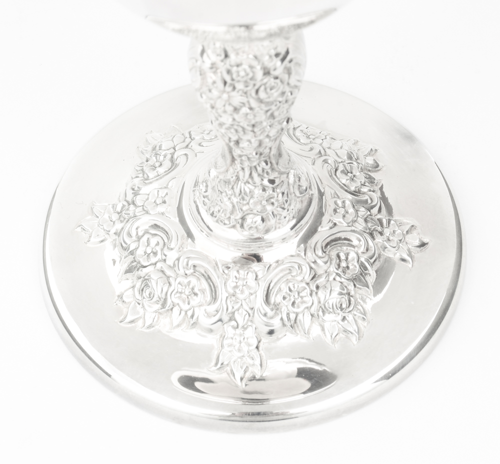 International Silver Co. "Du Barry" Chased Silver Plate Water Goblets