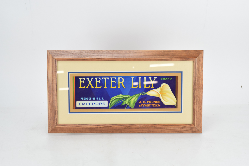 Framed Original "Exeter Lily" Fruit Crate Label