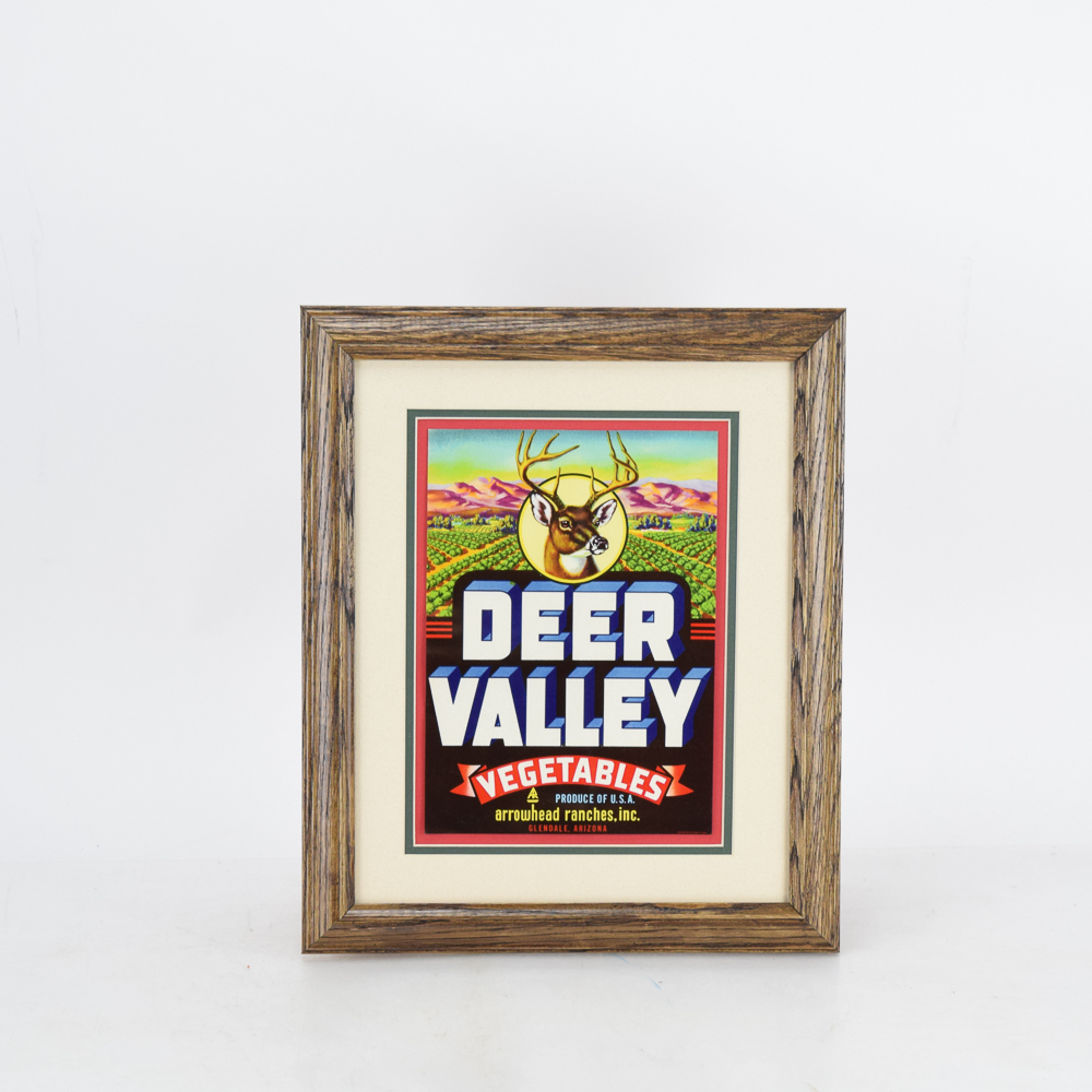 Framed Original "Arrowhead Ranches, Inc." Produce Label
