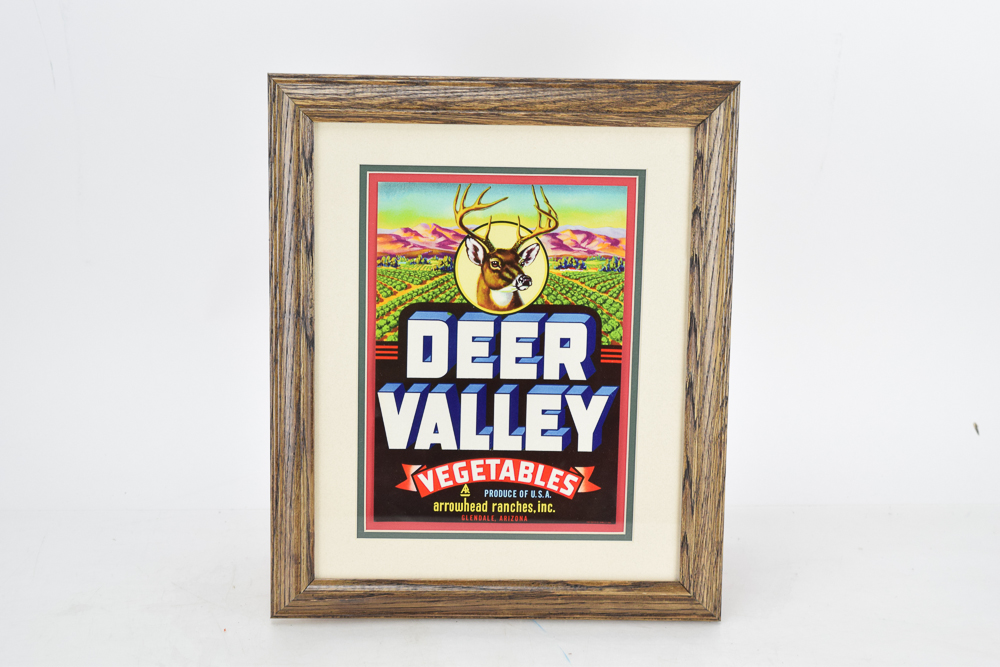 Framed Original "Arrowhead Ranches, Inc." Produce Label