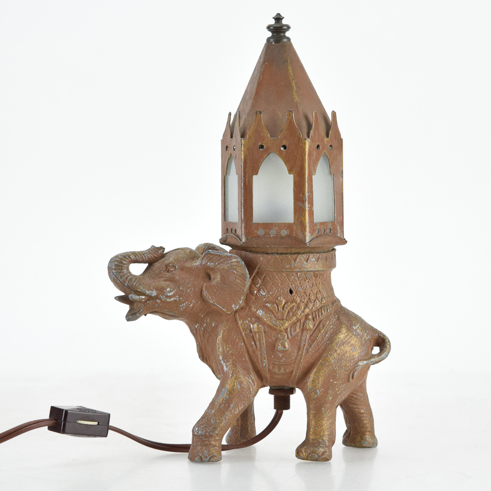 Small Vintage Metal Elephant Accent Lamp
