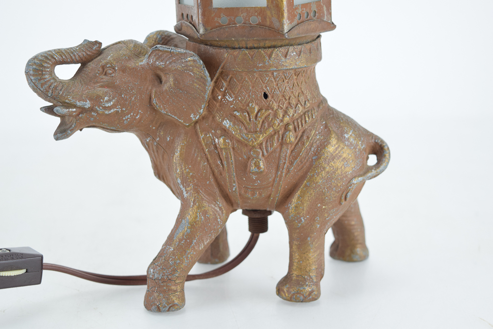 Small Vintage Metal Elephant Accent Lamp