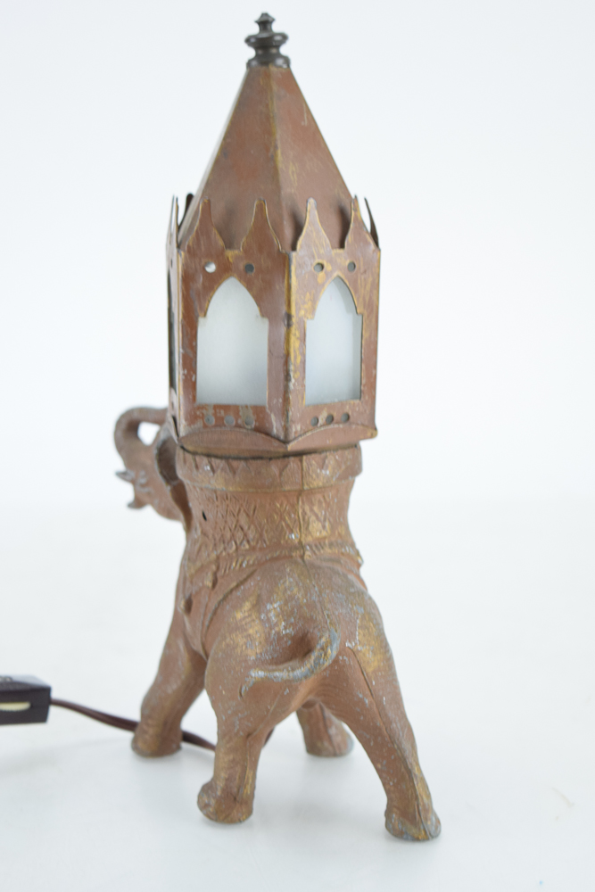 Small Vintage Metal Elephant Accent Lamp