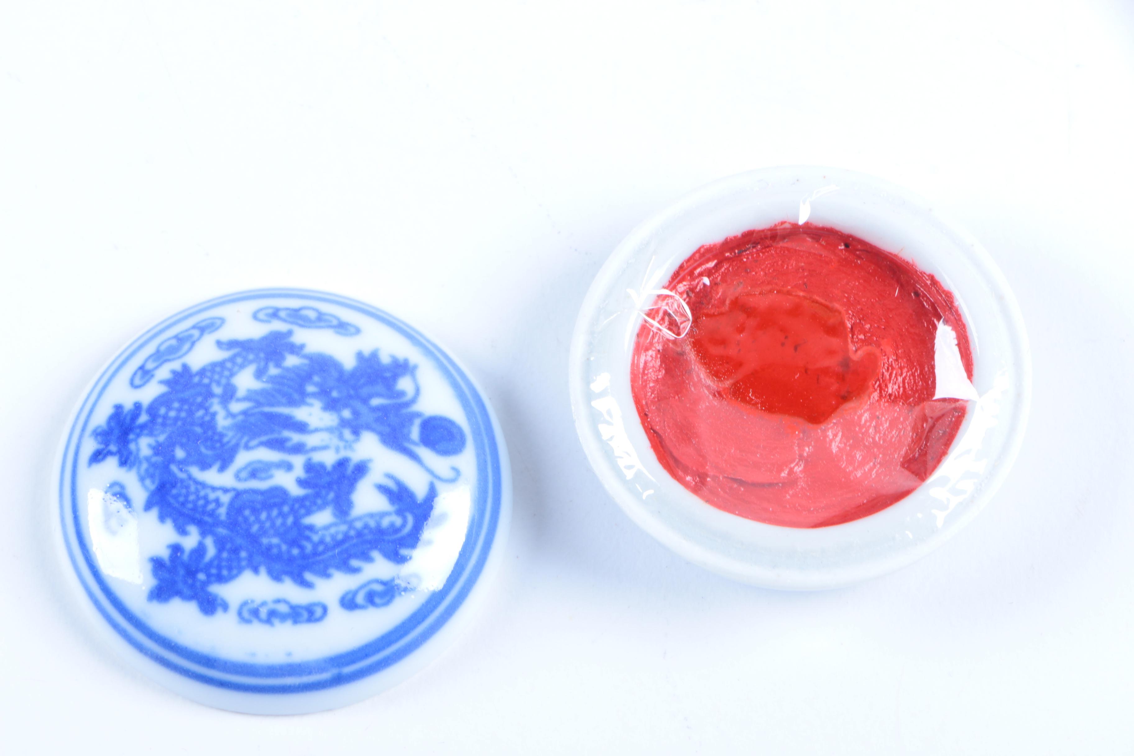 Chinese Calligraphy Set in a Silk Covered Box