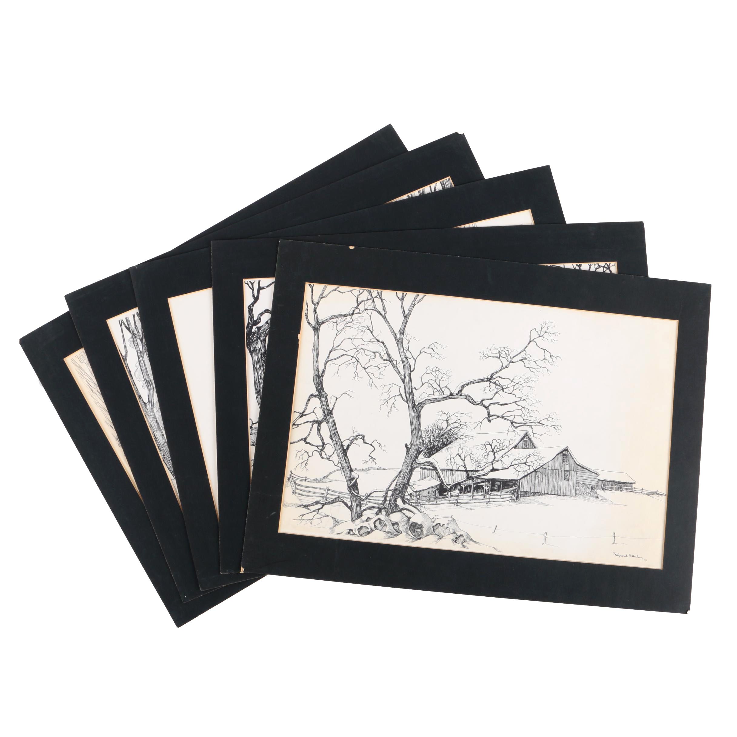 Lithographs on Paper After Raymond E. Halacy of Architecture