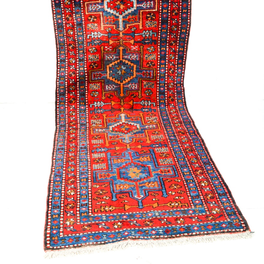 3' x 10' Semi-Antique Hand-Knotted Heriz Karajeh Runner