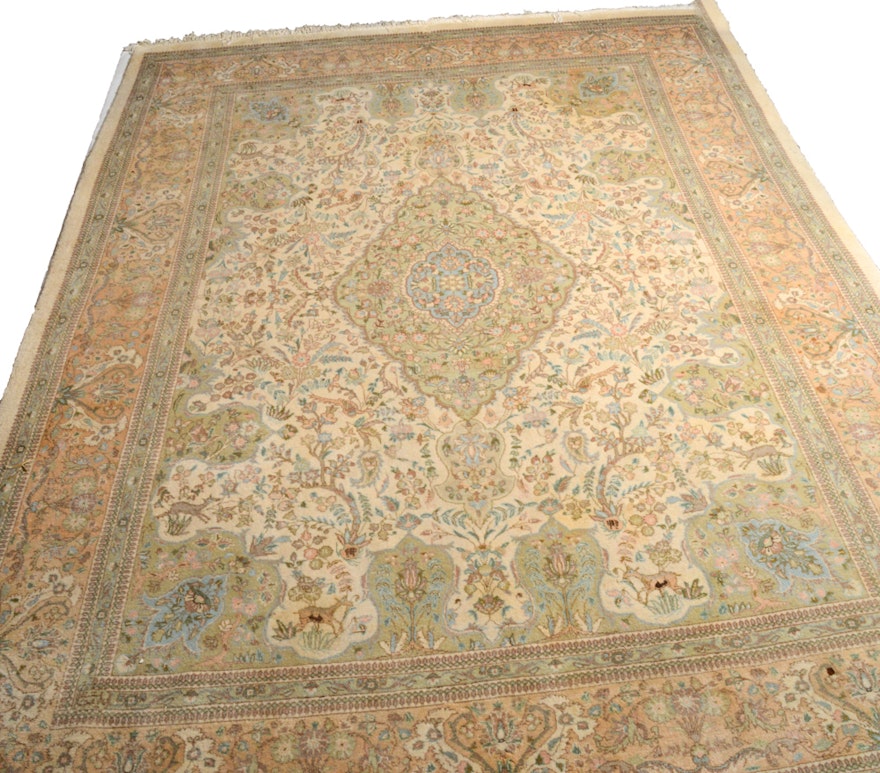8' x 11' Semi-Antique Hand-Knotted Persian Tabriz Taba Room Size Rug