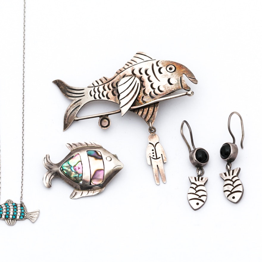 Sterling Silver Fish Accented Jewelry