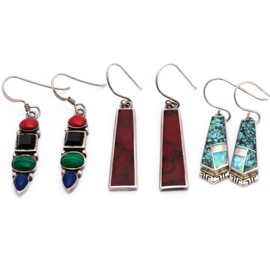 Sterling Silver Multi-Stone Earrings