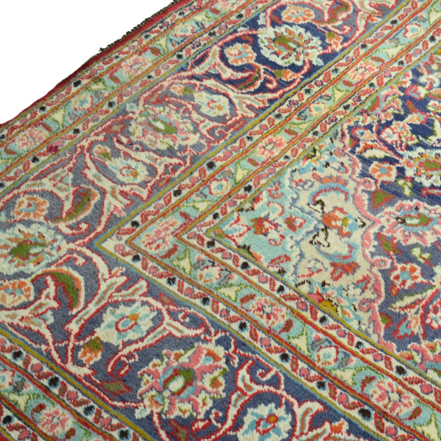 10' x 12' Semi-Antique Hand-Knotted Persian Mashhad Room Size Rug