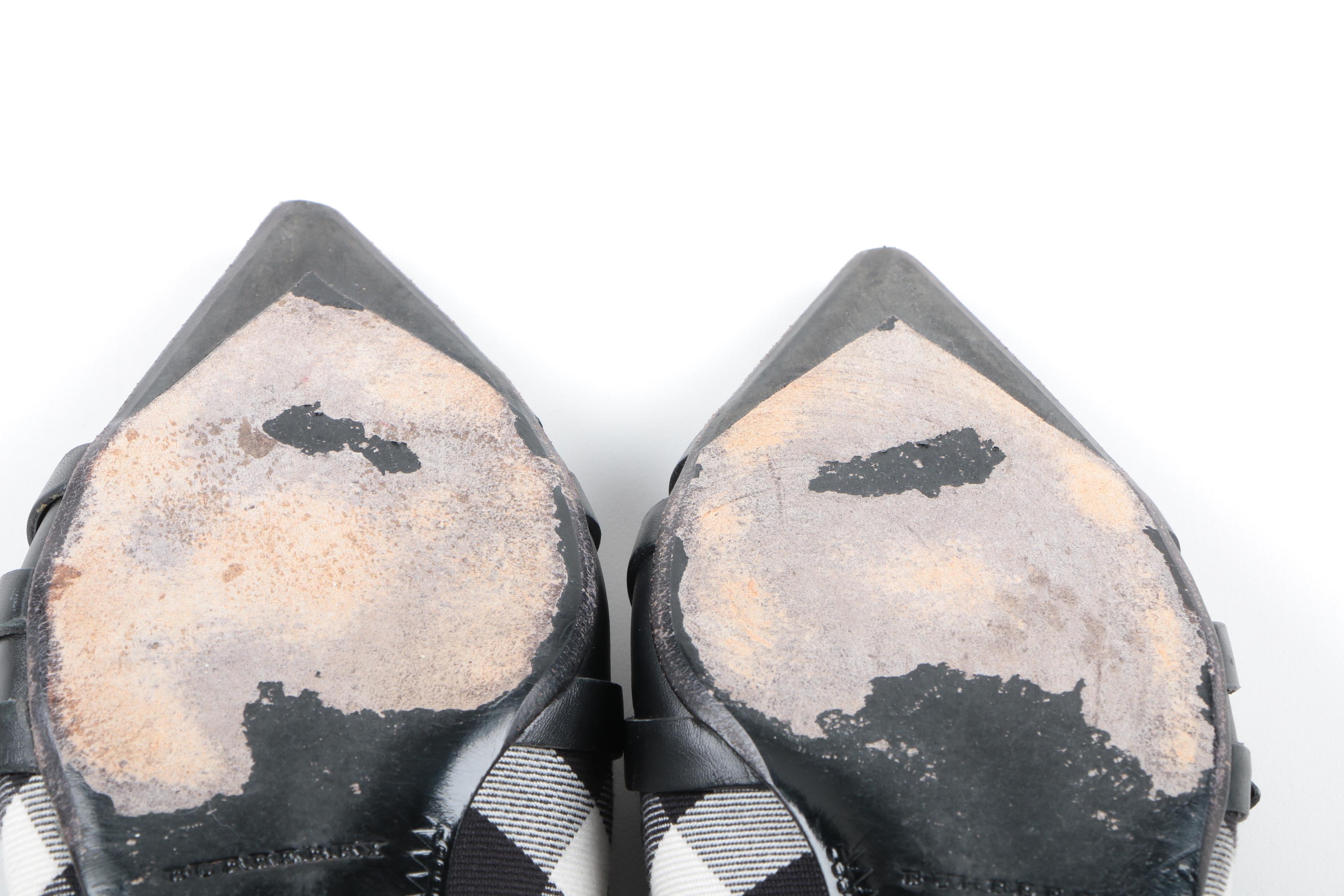 Burberry Buckle Accent Pointed Toe Flats