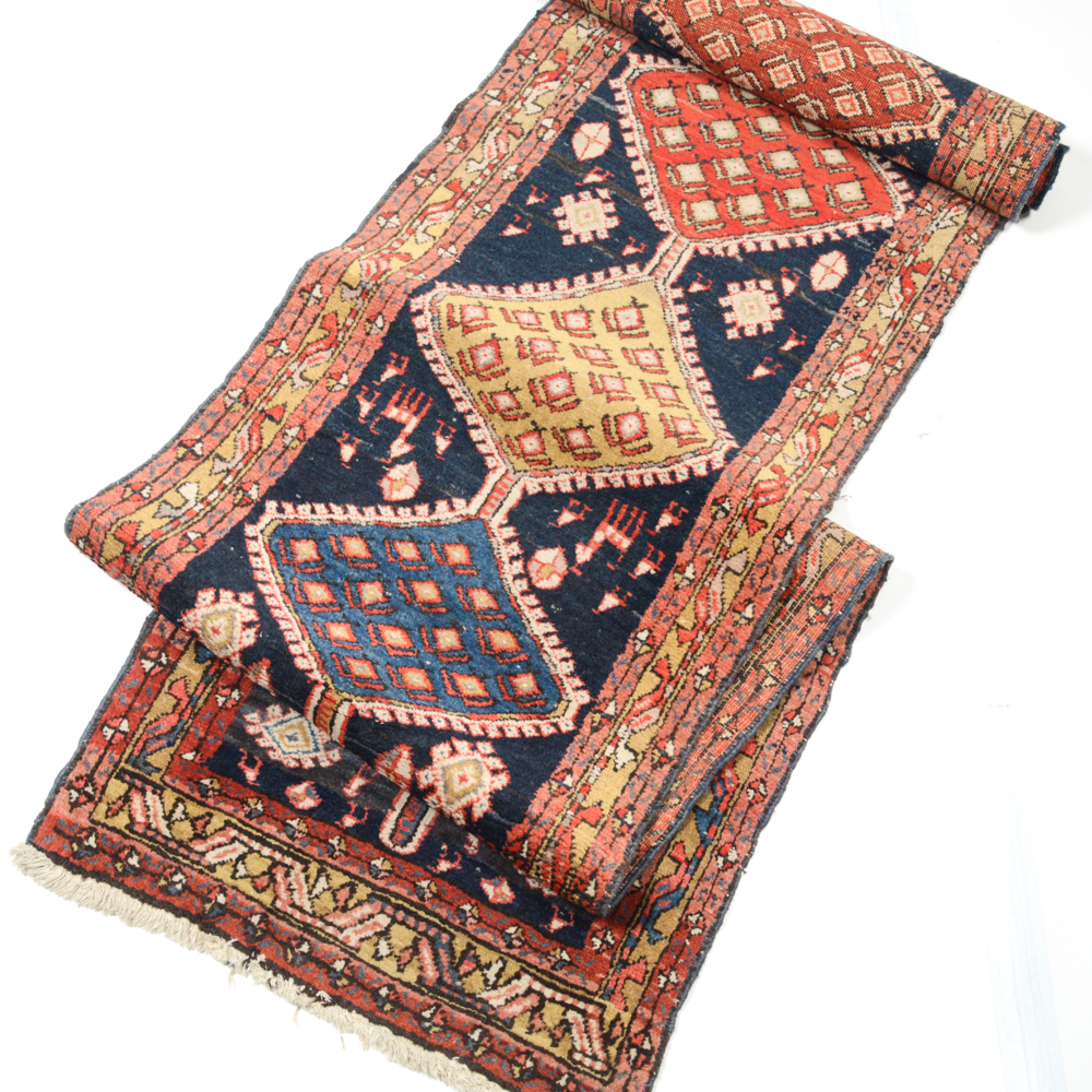 3' x 14' Semi-Antique Hand-Knotted Persian Heriz Pictorial Runner