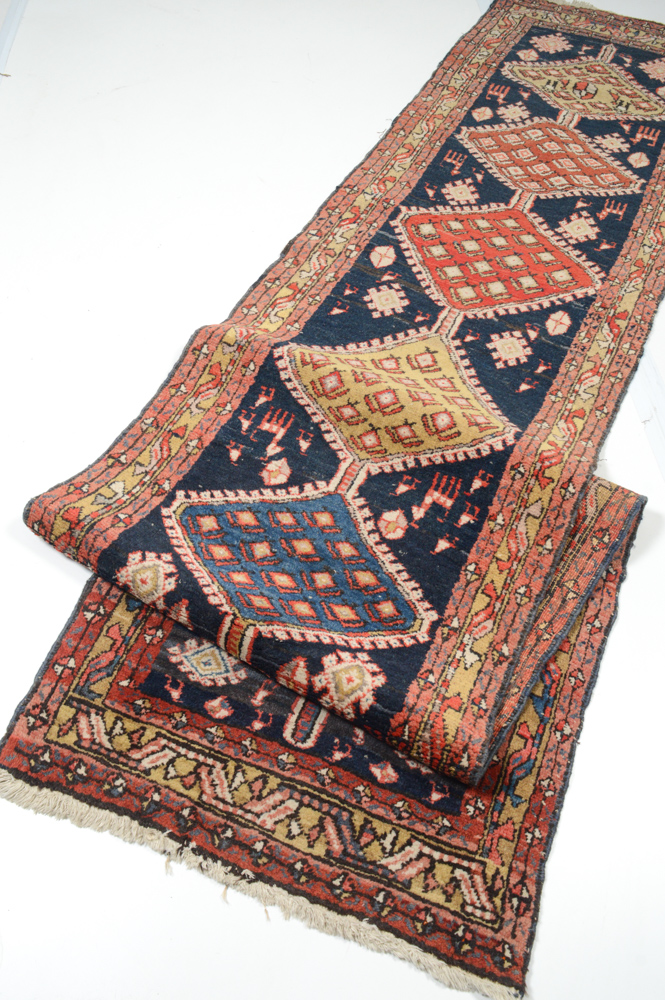 3' x 14' Semi-Antique Hand-Knotted Persian Heriz Pictorial Runner