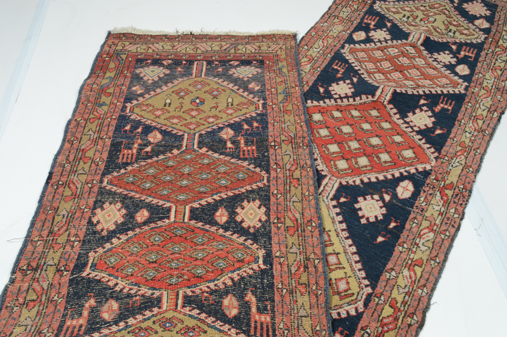 3' x 14' Semi-Antique Hand-Knotted Persian Heriz Pictorial Runner
