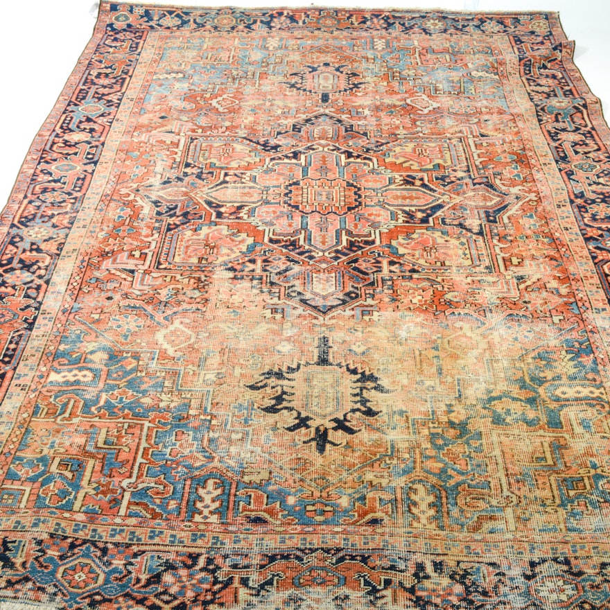8' x 12' Antique Hand-Knotted Persian Heriz Rug
