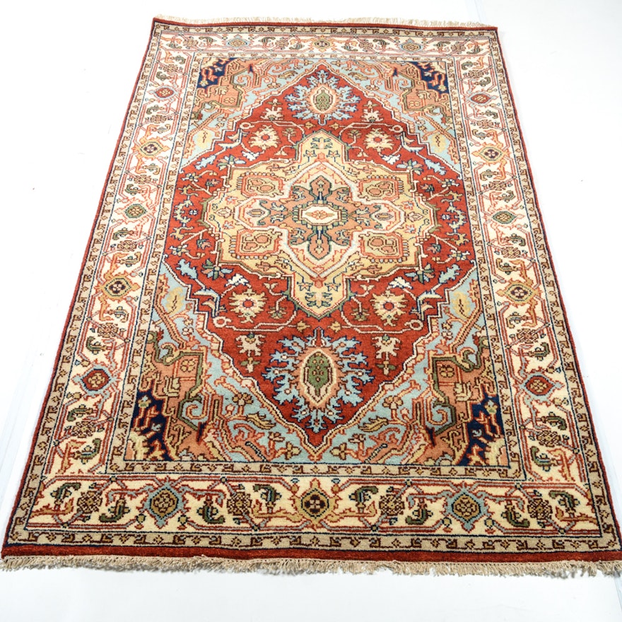 5' x 8' Hand-Knotted Indo-Persian Heriz Serapi Rug