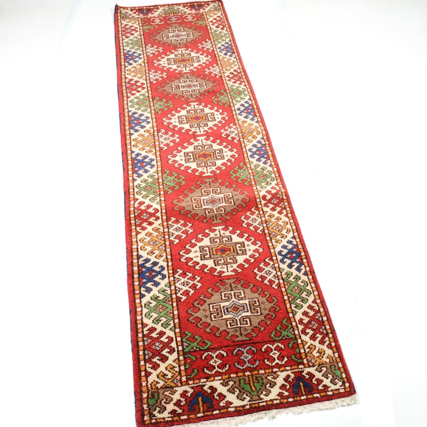 3' x 10' Hand-Knotted Indo-Caucasian Kazak Runner