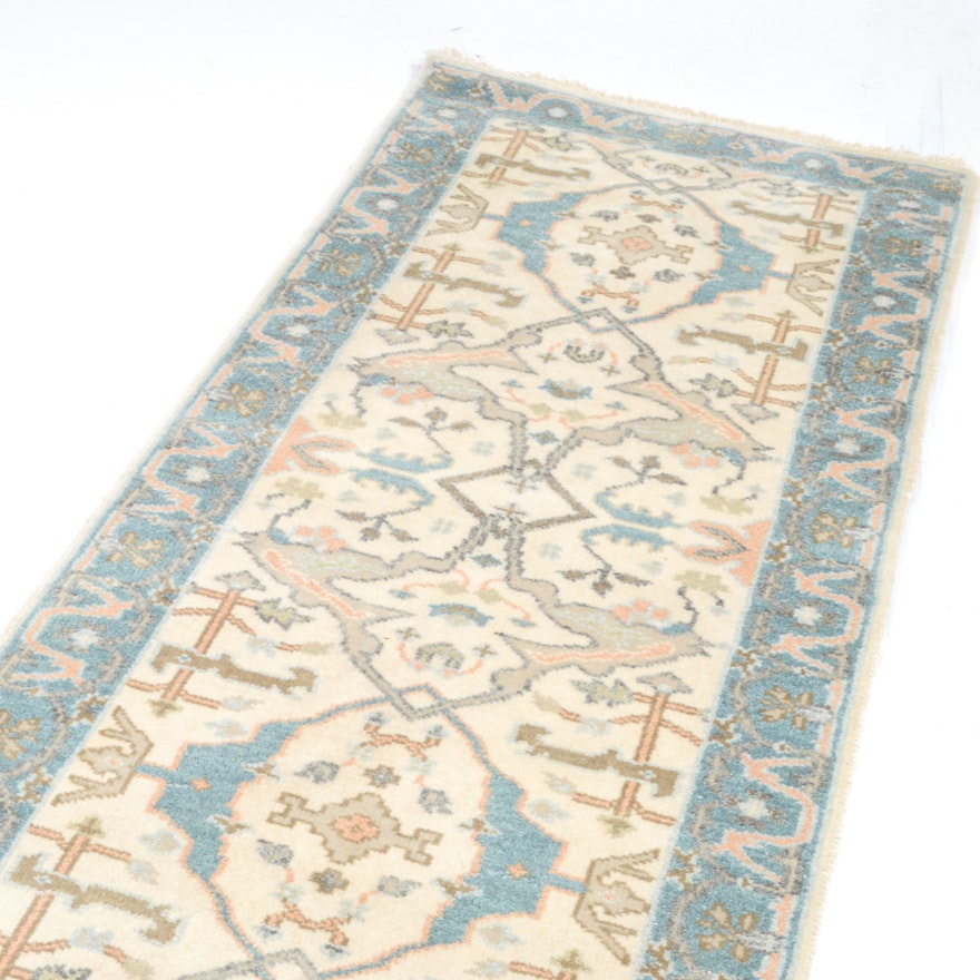 3' x 10' Hand-Knotted Indo-Turkish Oushak Runner