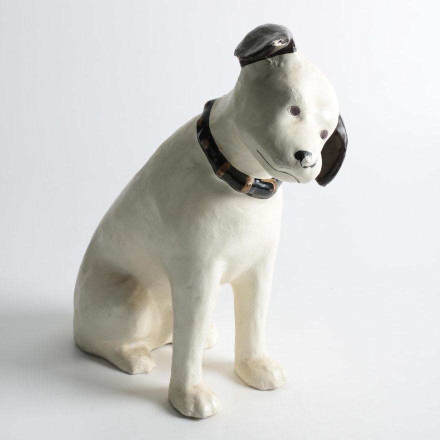 RCA Mascot "Nipper" Inspired Plaster Sculpture