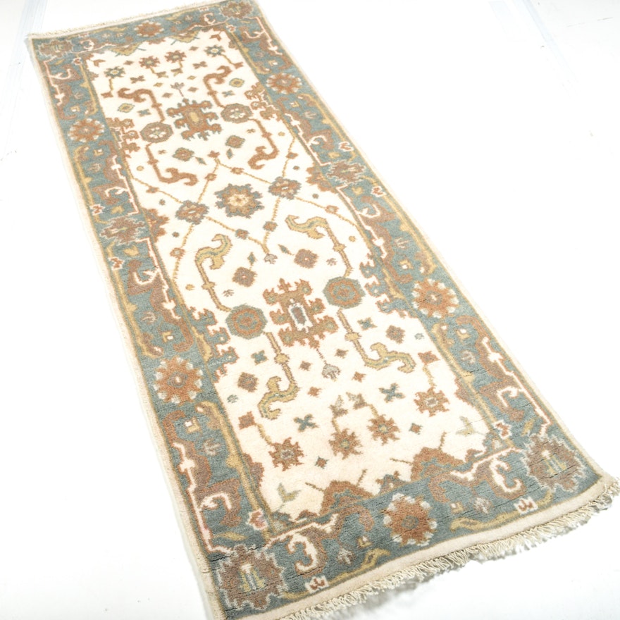 2' x 6' Hand-Knotted Indo-Turkish Oushak Runner