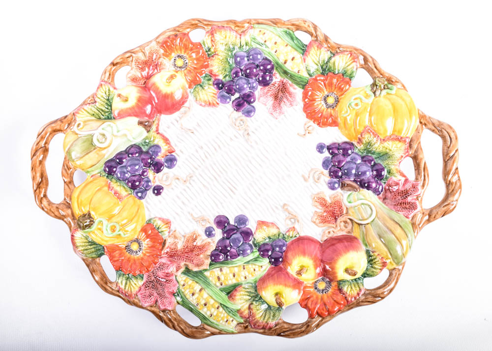 Fitz and Floyd "Autumn Bounty" Turkey Tureen and Platter