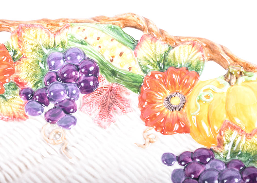 Fitz and Floyd "Autumn Bounty" Turkey Tureen and Platter