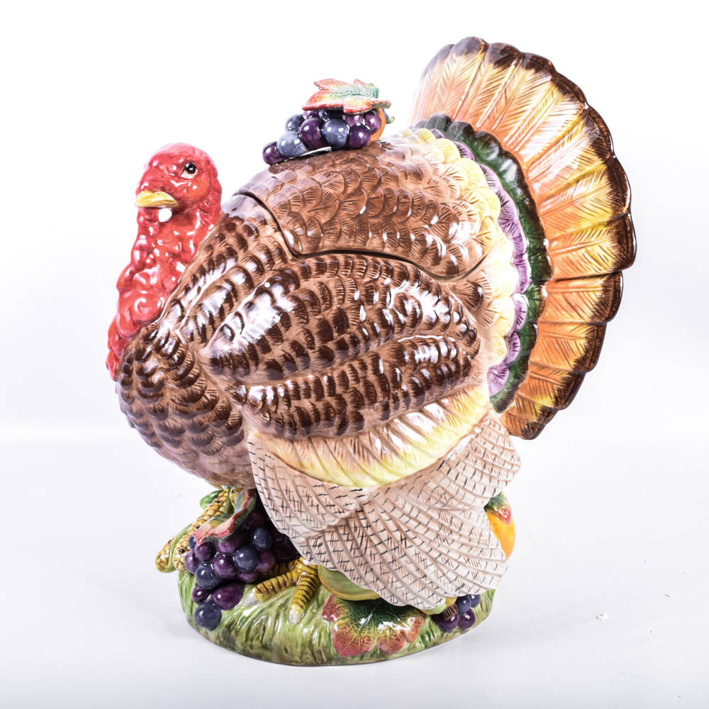 Fitz and Floyd "Autumn Bounty" Turkey Tureen and Platter