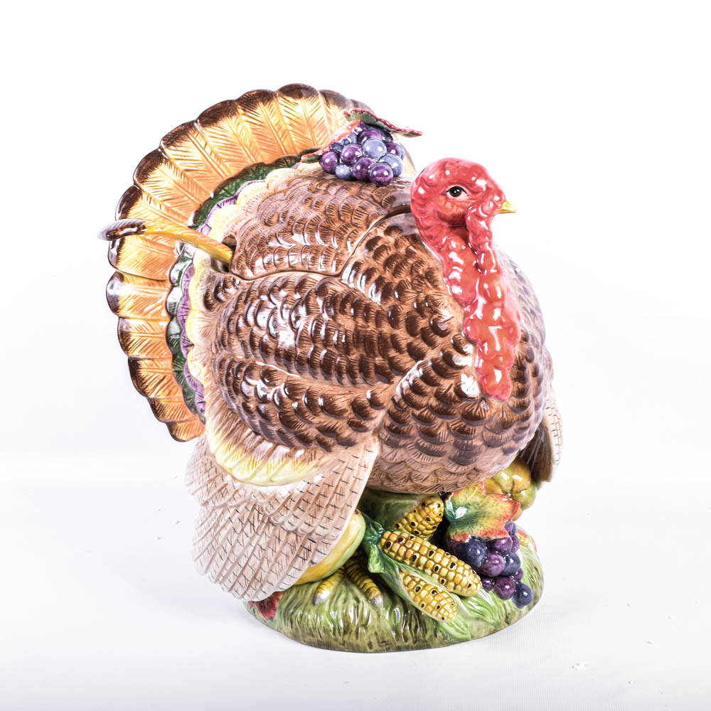 Fitz and Floyd "Autumn Bounty" Turkey Tureen and Platter
