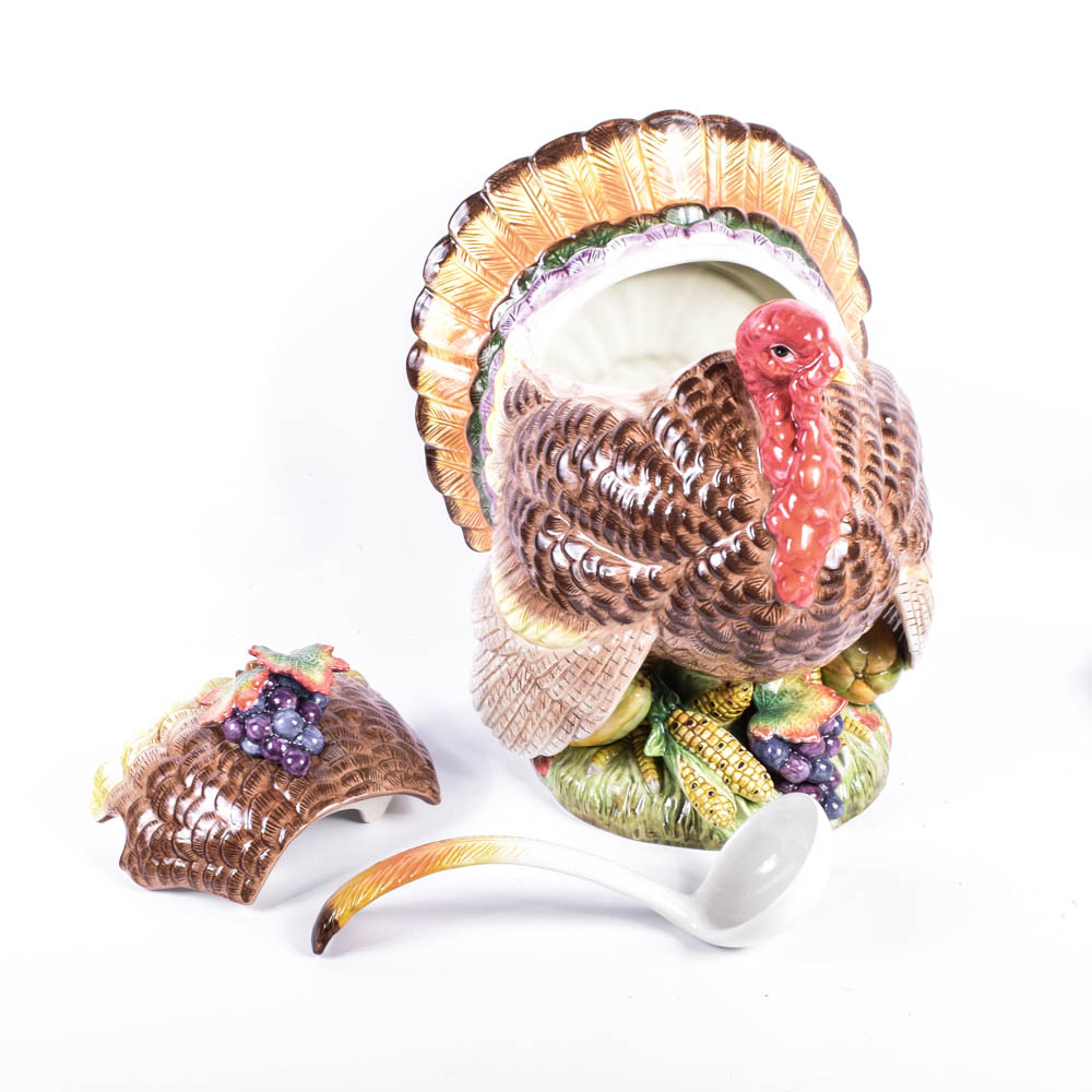 Fitz and Floyd "Autumn Bounty" Turkey Tureen and Platter