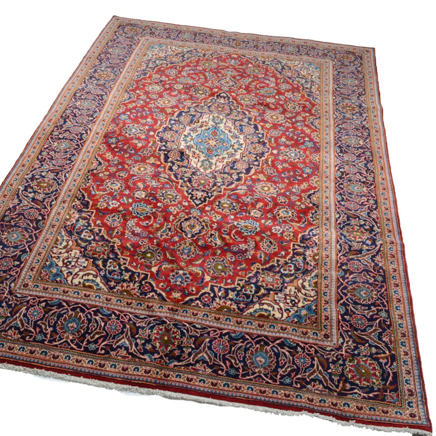 7' x 10' Fine Hand-Knotted Persian Kashan Rug