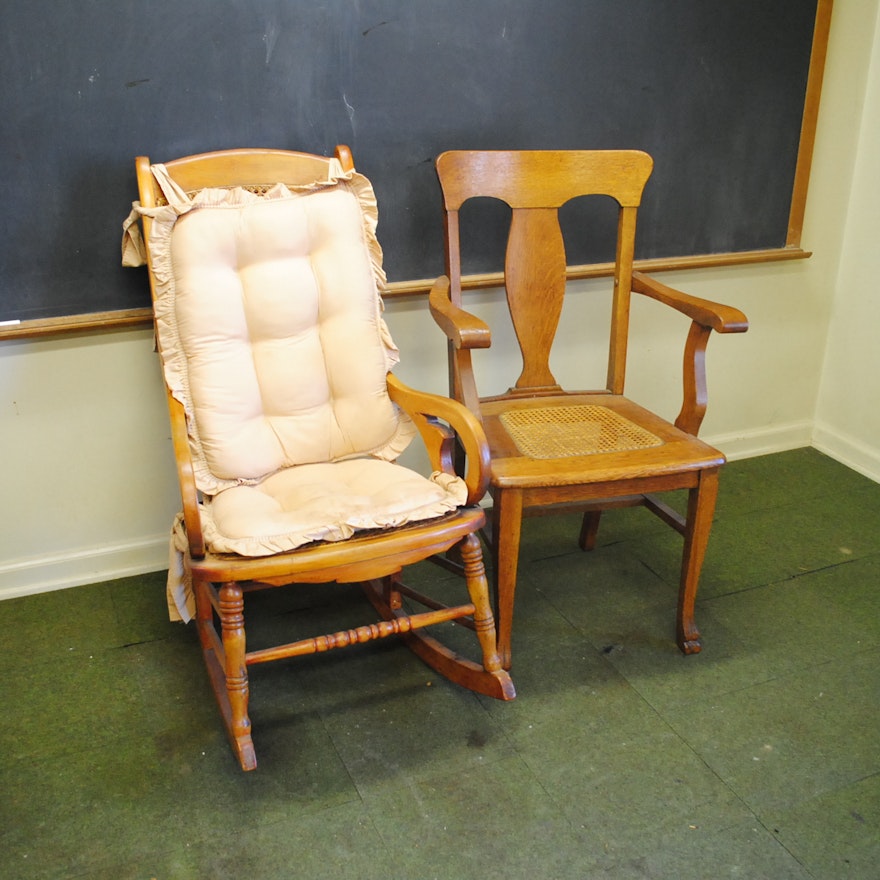 Oak and Caned Seat Armchair