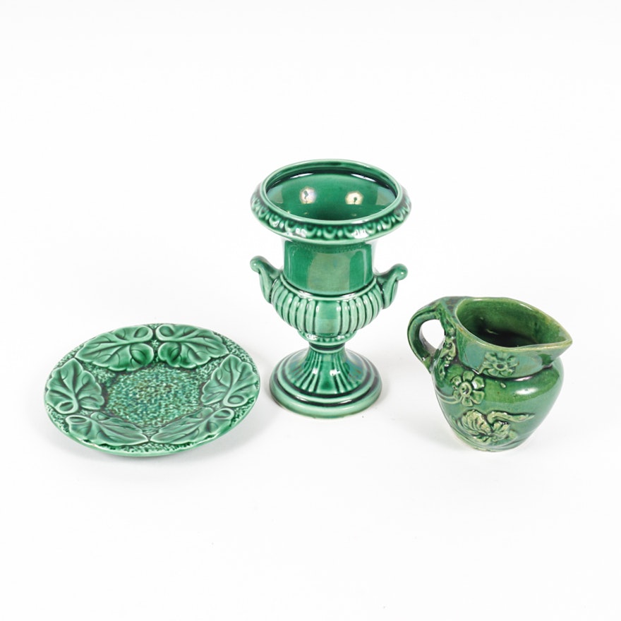 Green Ceramic Serving Ware and Decor Including Dartmouth
