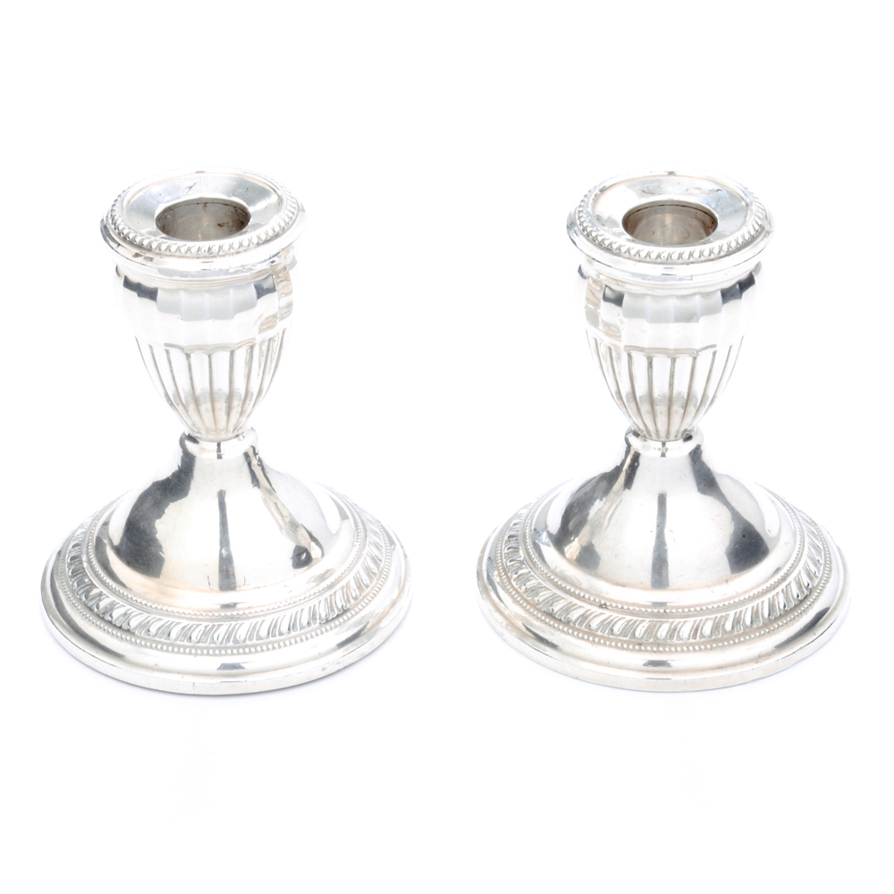Pair of Weighted Sterling Candleholders