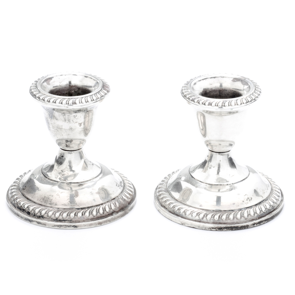 Pair of Vintage Empire Sterling Silver Candleholders
