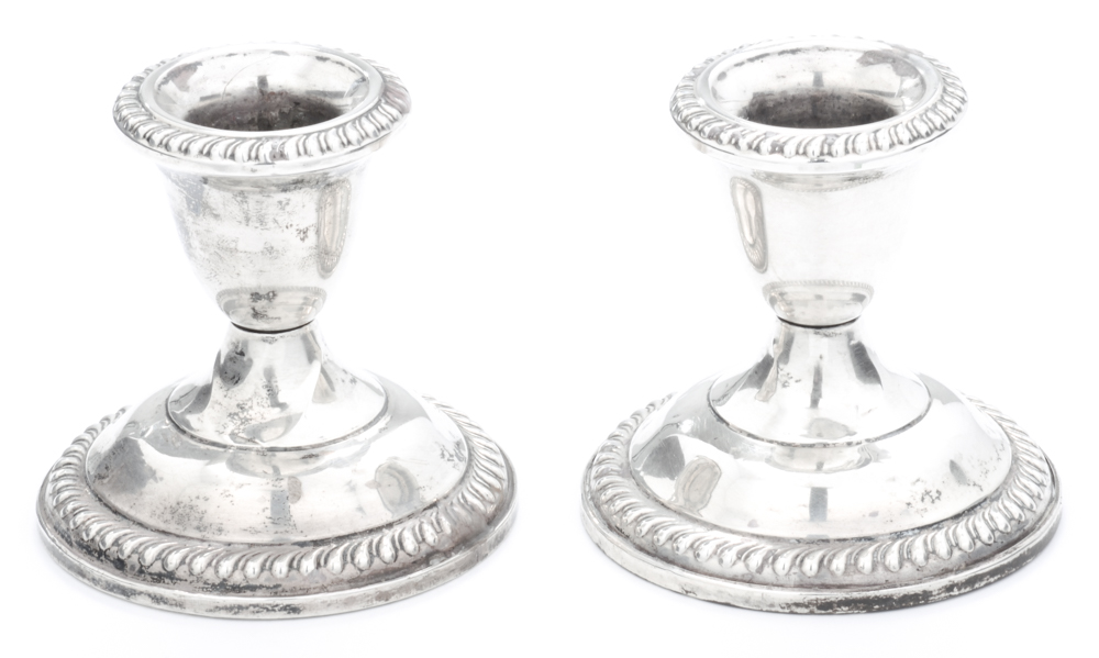 Pair of Vintage Empire Sterling Silver Candleholders