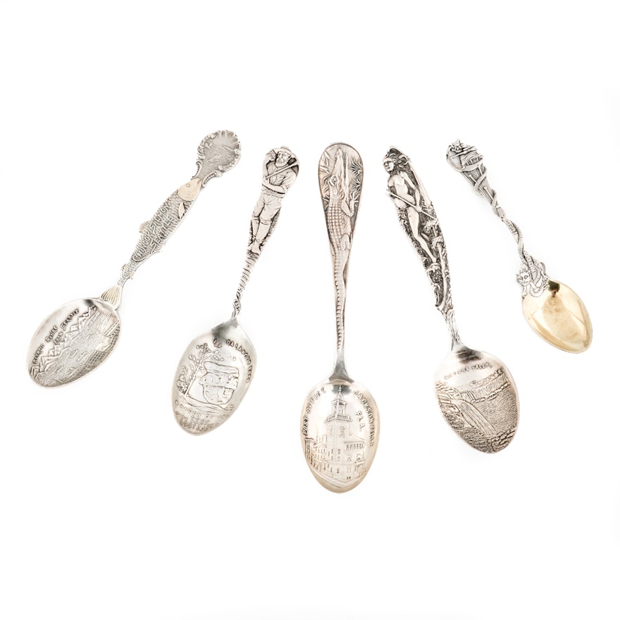 Collection of Commemorative Sterling Silver Spoons
